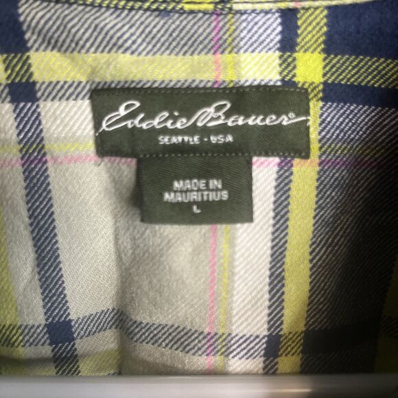 EDDIE BAUER Women's Long Sleeve Snap Front Plaid Flannel Shirt Size Large - Picture 4 of 8